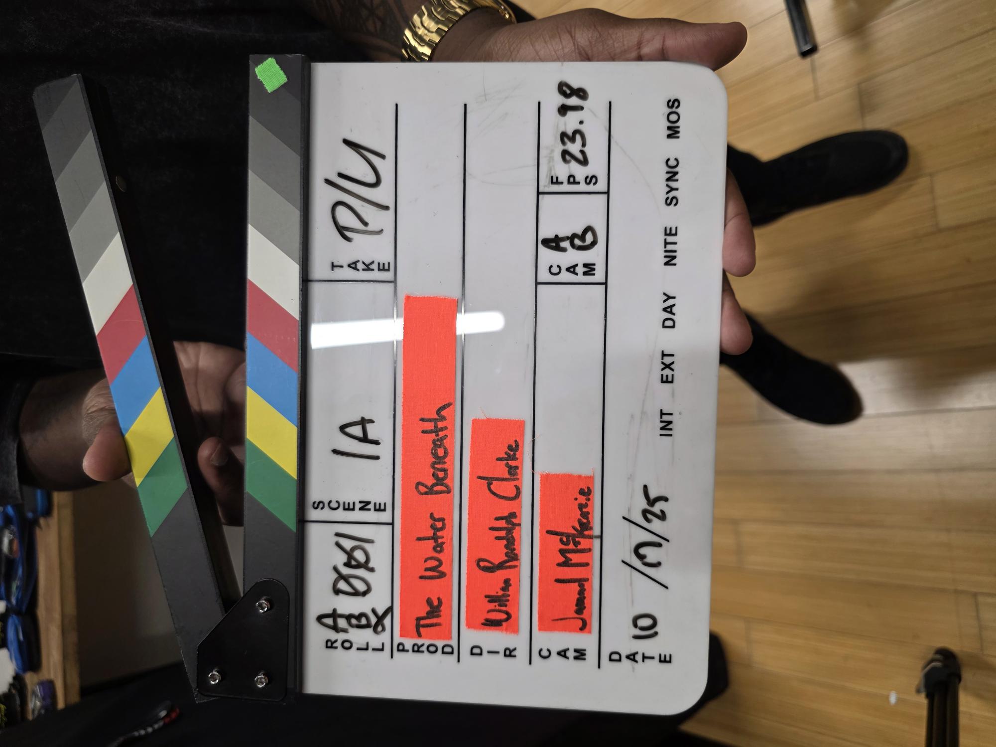 The Water Beneath production slate on set